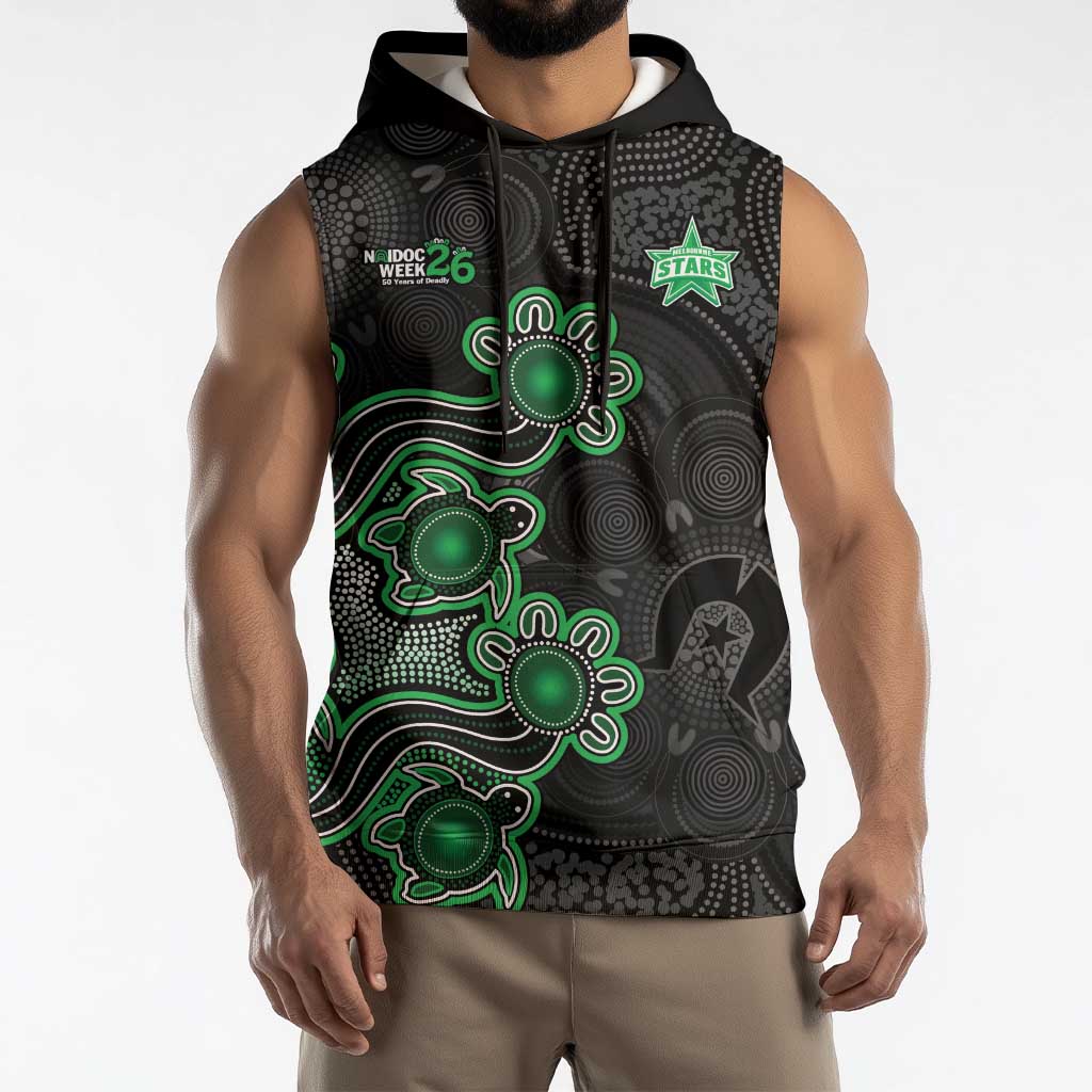 Personalised Melbourne Stars NAIDOC Week 2026 Sleeveless Hoodie Sea Turtles Aboriginal Art