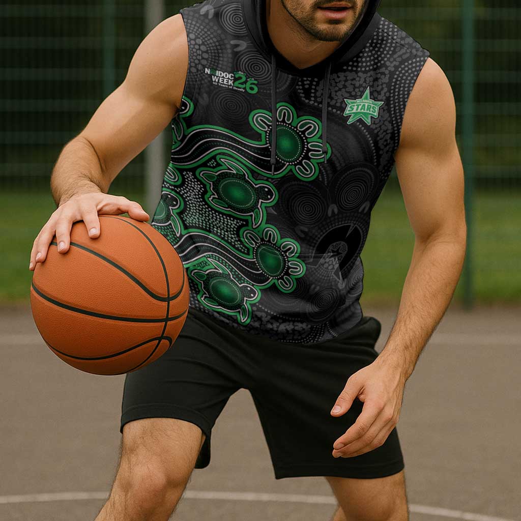 Personalised Melbourne Stars NAIDOC Week 2026 Sleeveless Hoodie Sea Turtles Aboriginal Art