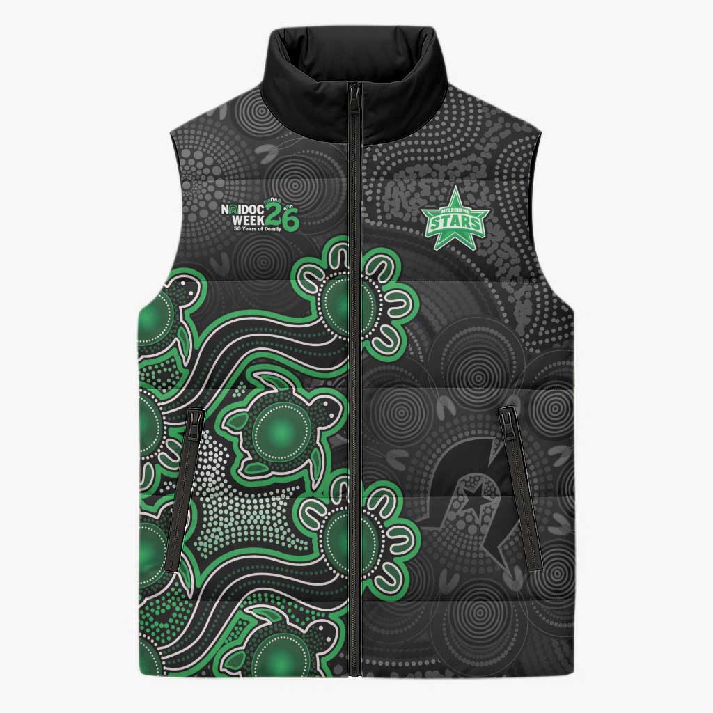 Personalised Melbourne Stars NAIDOC Week 2026 Sleeveless Puffer Jacket Sea Turtles Aboriginal Art