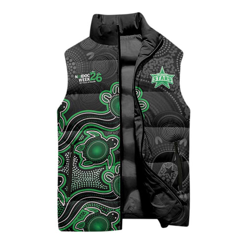 Personalised Melbourne Stars NAIDOC Week 2026 Sleeveless Puffer Jacket Sea Turtles Aboriginal Art