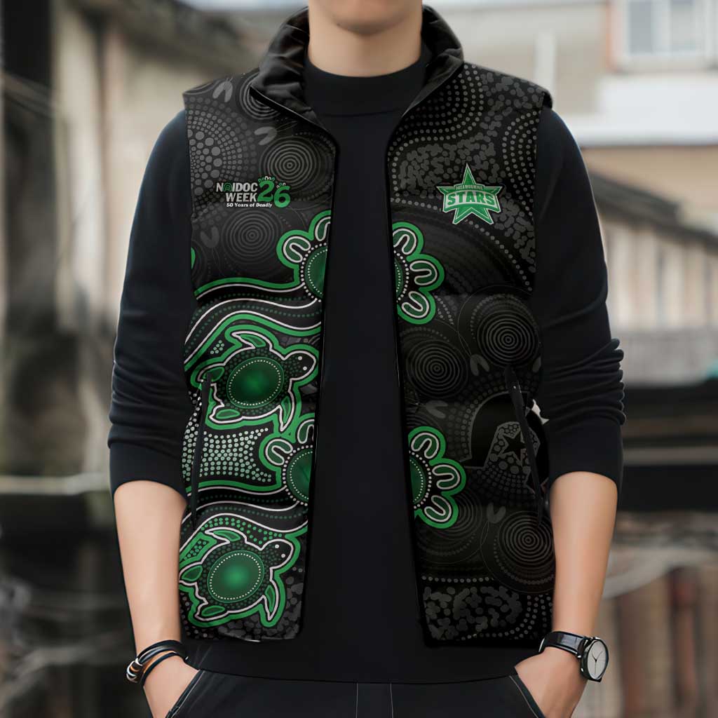 Personalised Melbourne Stars NAIDOC Week 2026 Sleeveless Puffer Jacket Sea Turtles Aboriginal Art