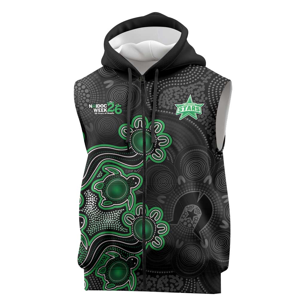 Personalised Melbourne Stars NAIDOC Week 2026 Sleeveless Zip Hoodie Sea Turtles Aboriginal Art