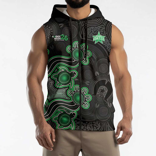 Personalised Melbourne Stars NAIDOC Week 2026 Sleeveless Zip Hoodie Sea Turtles Aboriginal Art