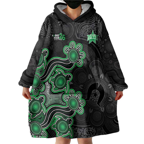 Personalised Melbourne Stars NAIDOC Week 2026 Wearable Blanket Hoodie Sea Turtles Aboriginal Art