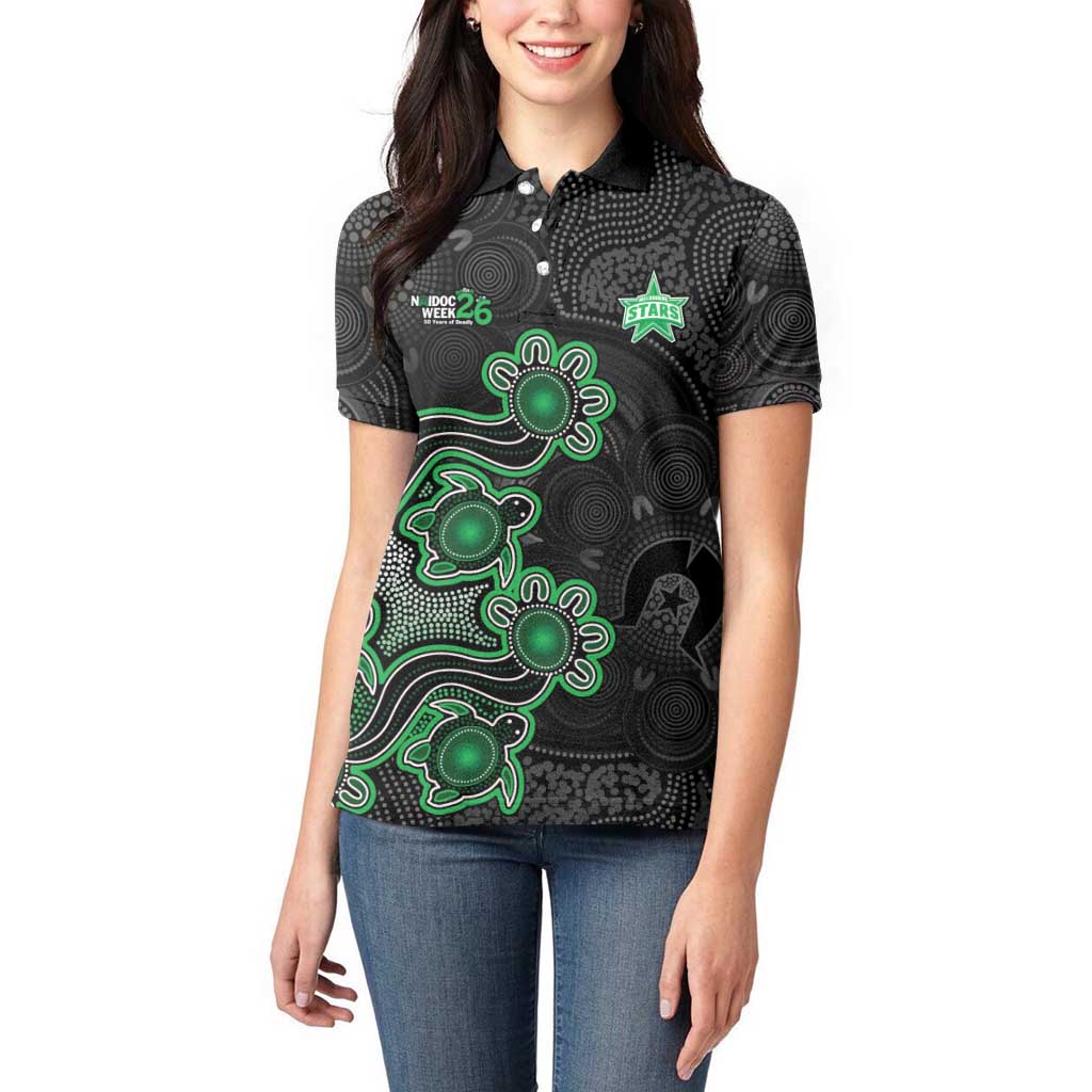 Personalised Melbourne Stars NAIDOC Week 2026 Women Polo Shirt Sea Turtles Aboriginal Art