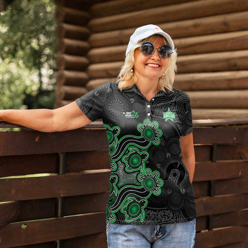 Personalised Melbourne Stars NAIDOC Week 2026 Women Polo Shirt Sea Turtles Aboriginal Art