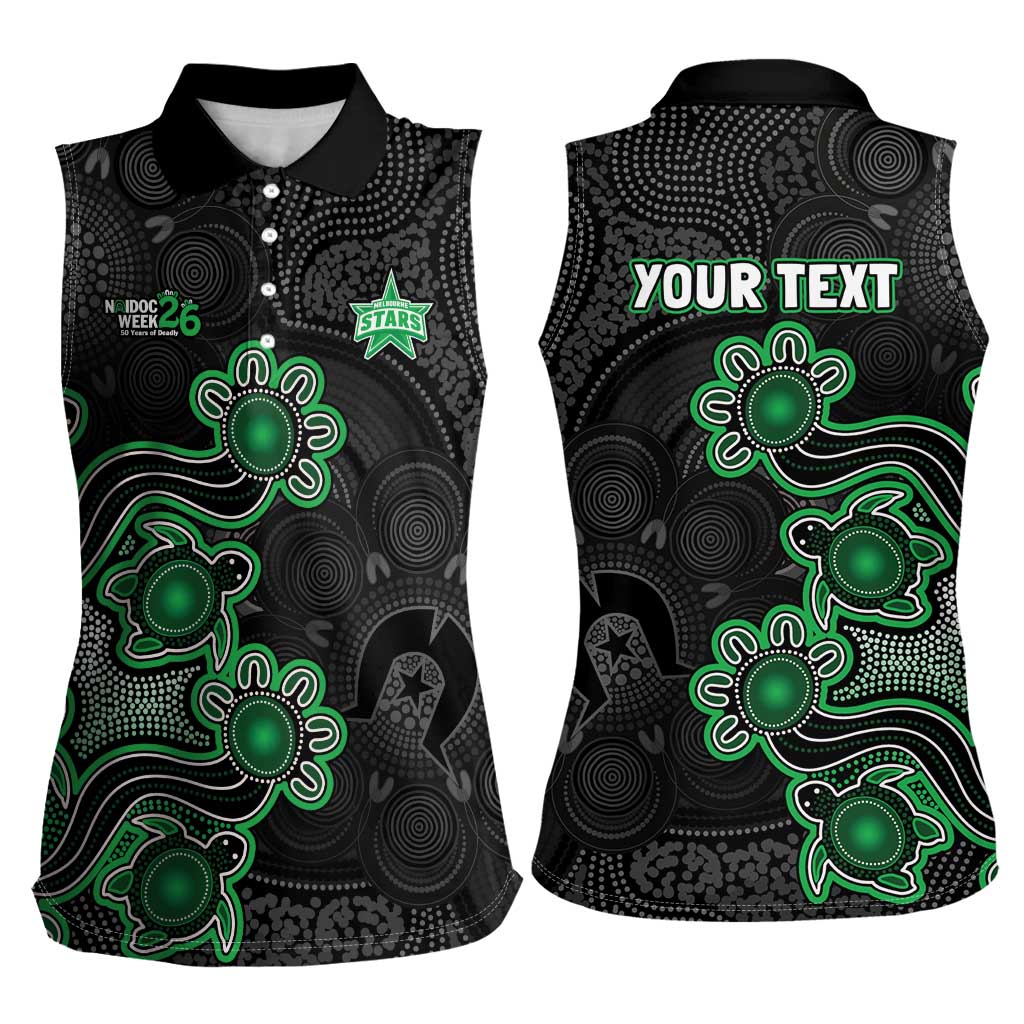 Personalised Melbourne Stars NAIDOC Week 2026 Women Sleeveless Polo Shirt Sea Turtles Aboriginal Art