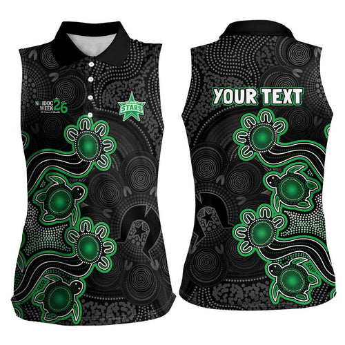 Personalised Melbourne Stars NAIDOC Week 2026 Women Sleeveless Polo Shirt Sea Turtles Aboriginal Art