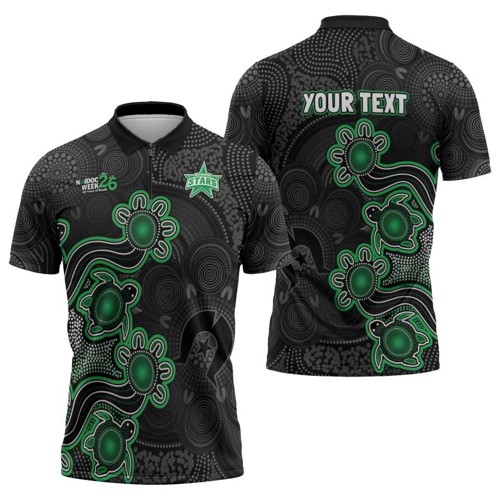 Personalised Melbourne Stars NAIDOC Week 2026 Zipper Polo Shirt Sea Turtles Aboriginal Art