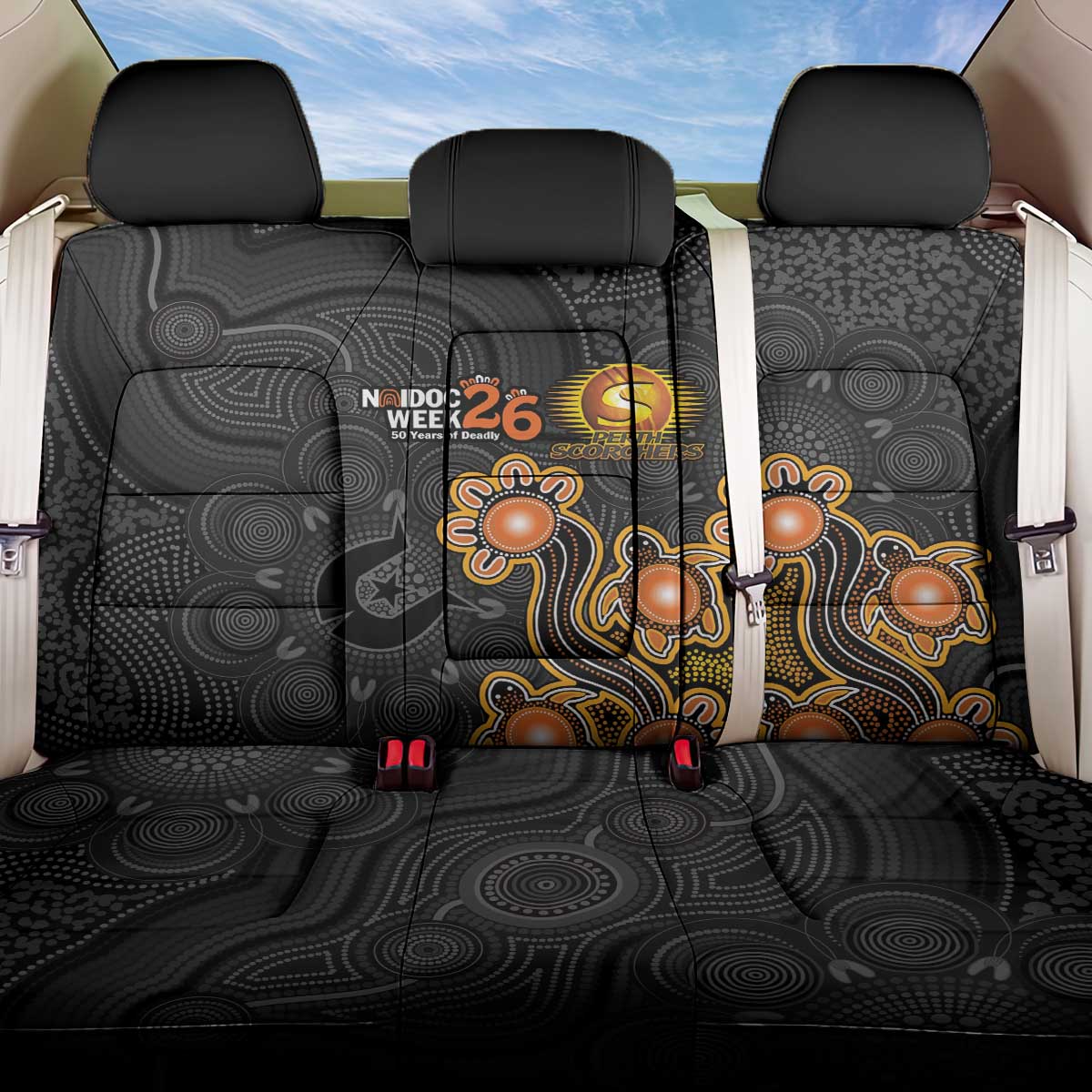 Perth Scorchers NAIDOC Week 2026 Back Car Seat Cover Sea Turtles Aboriginal Art