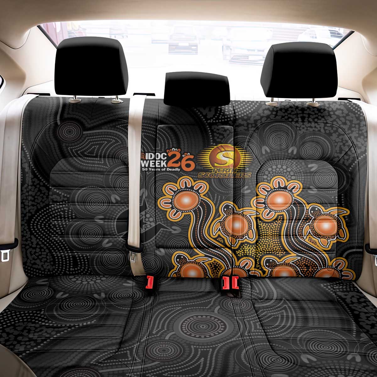 Perth Scorchers NAIDOC Week 2026 Back Car Seat Cover Sea Turtles Aboriginal Art