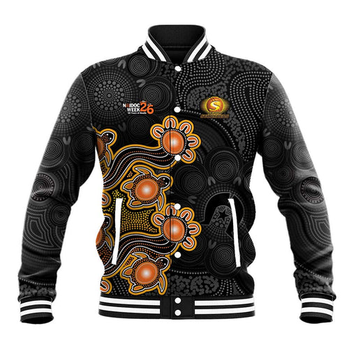 Personalised Perth Scorchers NAIDOC Week 2026 Baseball Jacket Sea Turtles Aboriginal Art