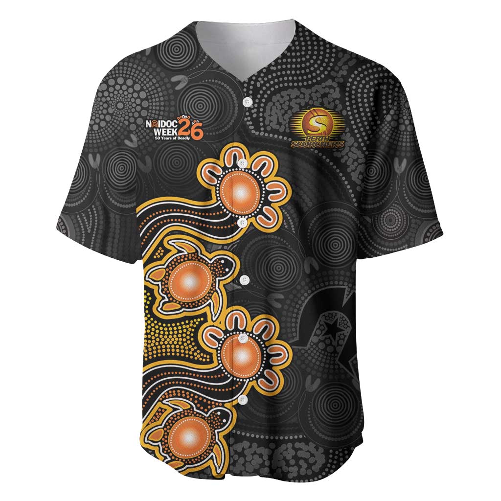 Personalised Perth Scorchers NAIDOC Week 2026 Baseball Jersey Sea Turtles Aboriginal Art