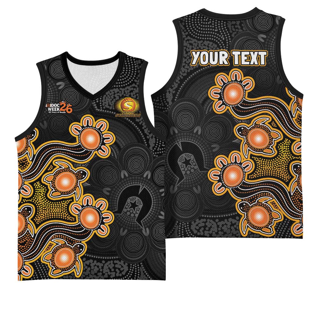 Personalised Perth Scorchers NAIDOC Week 2026 Basketball Jersey Sea Turtles Aboriginal Art