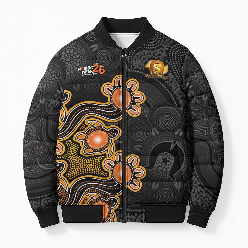 Personalised Perth Scorchers NAIDOC Week 2026 Bomber Puffer Jacket Sea Turtles Aboriginal Art