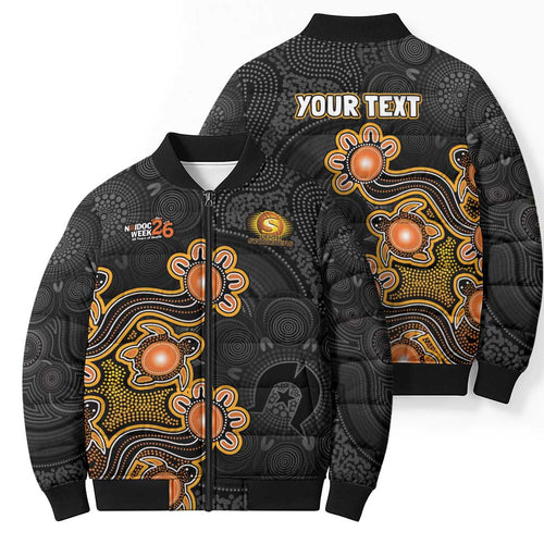 Personalised Perth Scorchers NAIDOC Week 2026 Bomber Puffer Jacket Sea Turtles Aboriginal Art