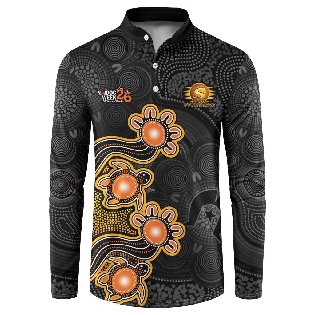 Personalised Perth Scorchers NAIDOC Week 2026 Button Sweatshirt Sea Turtles Aboriginal Art