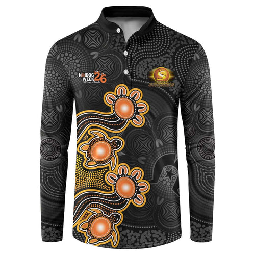 Personalised Perth Scorchers NAIDOC Week 2026 Button Sweatshirt Sea Turtles Aboriginal Art