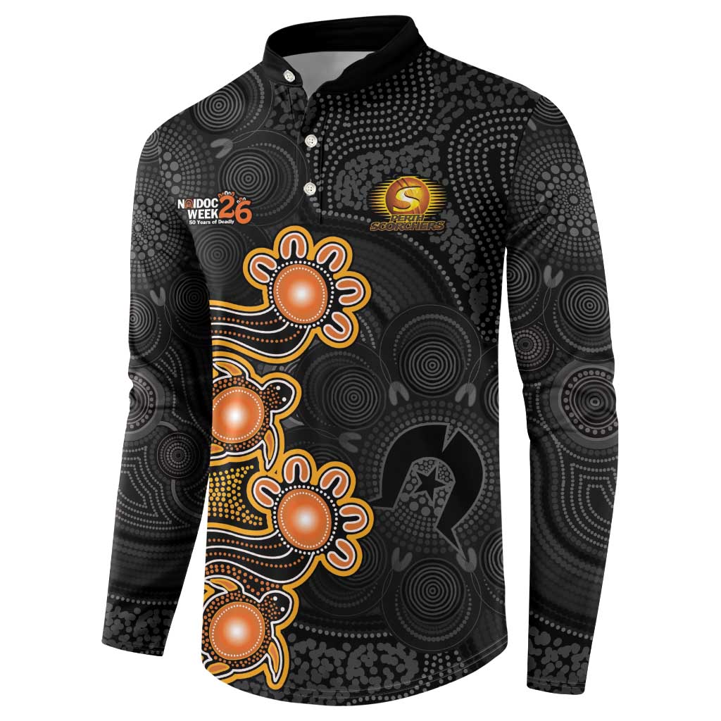 Personalised Perth Scorchers NAIDOC Week 2026 Button Sweatshirt Sea Turtles Aboriginal Art