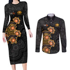 Personalised Perth Scorchers NAIDOC Week 2026 Couples Matching Long Sleeve Bodycon Dress and Long Sleeve Button Shirt Sea Turtles Aboriginal Art