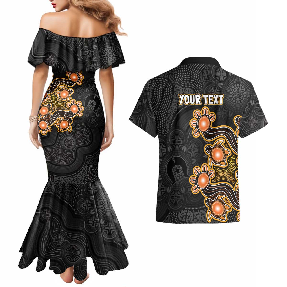 Personalised Perth Scorchers NAIDOC Week 2026 Couples Matching Mermaid Dress and Hawaiian Shirt Sea Turtles Aboriginal Art