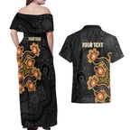 Personalised Perth Scorchers NAIDOC Week 2026 Couples Matching Off Shoulder Maxi Dress and Hawaiian Shirt Sea Turtles Aboriginal Art