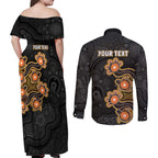 Personalised Perth Scorchers NAIDOC Week 2026 Couples Matching Off Shoulder Maxi Dress and Long Sleeve Button Shirt Sea Turtles Aboriginal Art