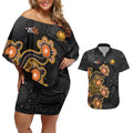 Personalised Perth Scorchers NAIDOC Week 2026 Couples Matching Off Shoulder Short Dress and Hawaiian Shirt Sea Turtles Aboriginal Art