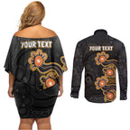 Personalised Perth Scorchers NAIDOC Week 2026 Couples Matching Off Shoulder Short Dress and Long Sleeve Button Shirt Sea Turtles Aboriginal Art