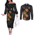 Personalised Perth Scorchers NAIDOC Week 2026 Couples Matching Off The Shoulder Long Sleeve Dress and Long Sleeve Button Shirt Sea Turtles Aboriginal Art
