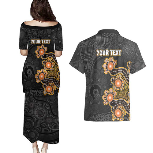 Personalised Perth Scorchers NAIDOC Week 2026 Couples Matching Puletasi and Hawaiian Shirt Sea Turtles Aboriginal Art