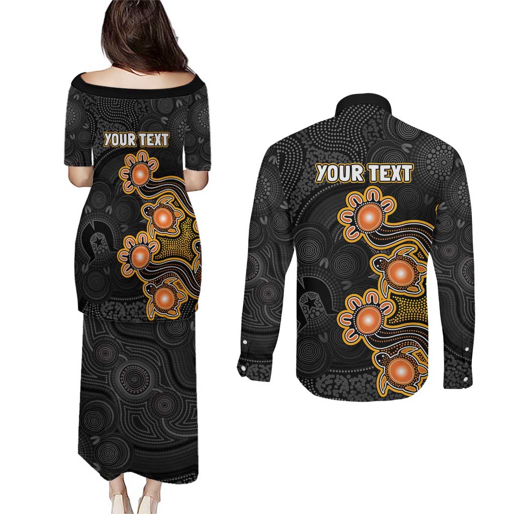 Personalised Perth Scorchers NAIDOC Week 2026 Couples Matching Puletasi and Long Sleeve Button Shirt Sea Turtles Aboriginal Art