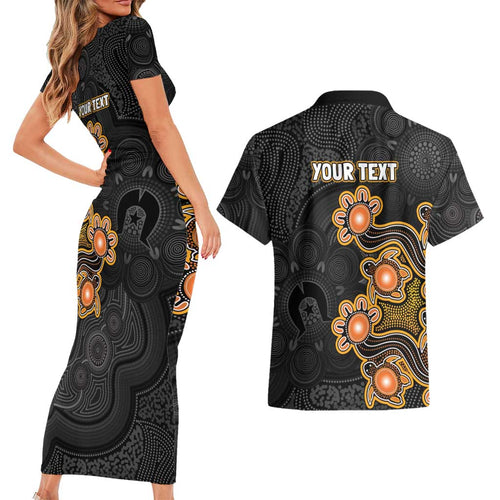 Personalised Perth Scorchers NAIDOC Week 2026 Couples Matching Short Sleeve Bodycon Dress and Hawaiian Shirt Sea Turtles Aboriginal Art