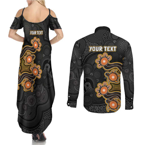 Personalised Perth Scorchers NAIDOC Week 2026 Couples Matching Summer Maxi Dress and Long Sleeve Button Shirt Sea Turtles Aboriginal Art