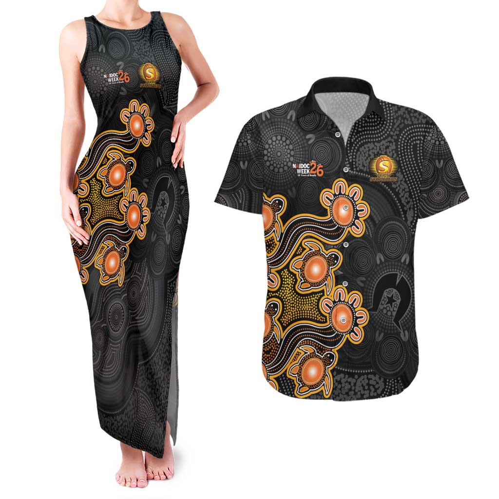 Personalised Perth Scorchers NAIDOC Week 2026 Couples Matching Tank Maxi Dress and Hawaiian Shirt Sea Turtles Aboriginal Art