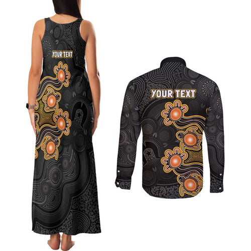 Personalised Perth Scorchers NAIDOC Week 2026 Couples Matching Tank Maxi Dress and Long Sleeve Button Shirt Sea Turtles Aboriginal Art
