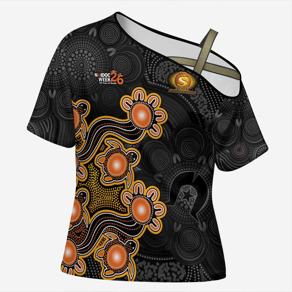 Personalised Perth Scorchers NAIDOC Week 2026 Cross Shoulder Shirt Sea Turtles Aboriginal Art