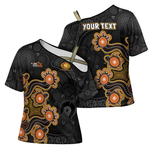Personalised Perth Scorchers NAIDOC Week 2026 Cross Shoulder Shirt Sea Turtles Aboriginal Art