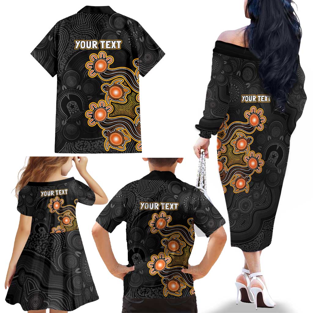 Personalised Perth Scorchers NAIDOC Week 2026 Family Matching Off The Shoulder Long Sleeve Dress and Hawaiian Shirt Sea Turtles Aboriginal Art