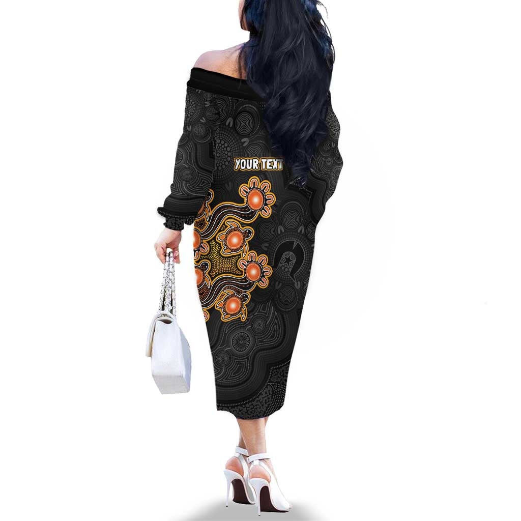 Personalised Perth Scorchers NAIDOC Week 2026 Family Matching Off The Shoulder Long Sleeve Dress and Hawaiian Shirt Sea Turtles Aboriginal Art