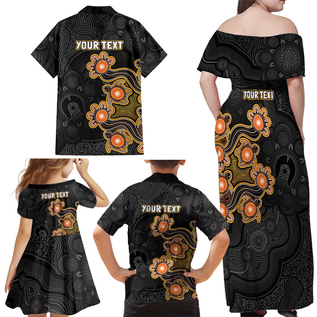 Personalised Perth Scorchers NAIDOC Week 2026 Family Matching Off Shoulder Maxi Dress and Hawaiian Shirt Sea Turtles Aboriginal Art