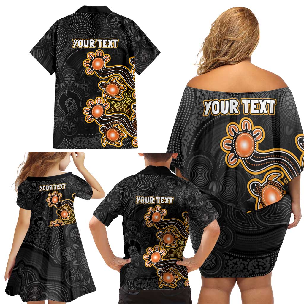 Personalised Perth Scorchers NAIDOC Week 2026 Family Matching Off Shoulder Short Dress and Hawaiian Shirt Sea Turtles Aboriginal Art