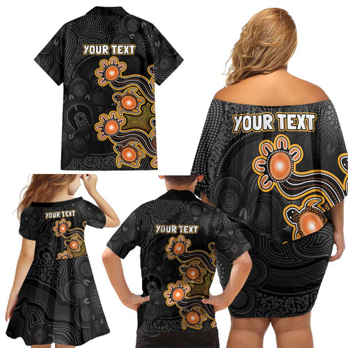 Personalised Perth Scorchers NAIDOC Week 2026 Family Matching Off Shoulder Short Dress and Hawaiian Shirt Sea Turtles Aboriginal Art
