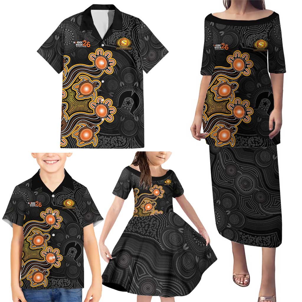 Personalised Perth Scorchers NAIDOC Week 2026 Family Matching Puletasi and Hawaiian Shirt Sea Turtles Aboriginal Art
