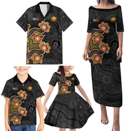 Personalised Perth Scorchers NAIDOC Week 2026 Family Matching Puletasi and Hawaiian Shirt Sea Turtles Aboriginal Art