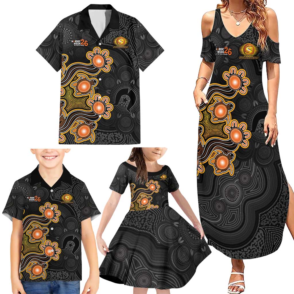 Personalised Perth Scorchers NAIDOC Week 2026 Family Matching Summer Maxi Dress and Hawaiian Shirt Sea Turtles Aboriginal Art