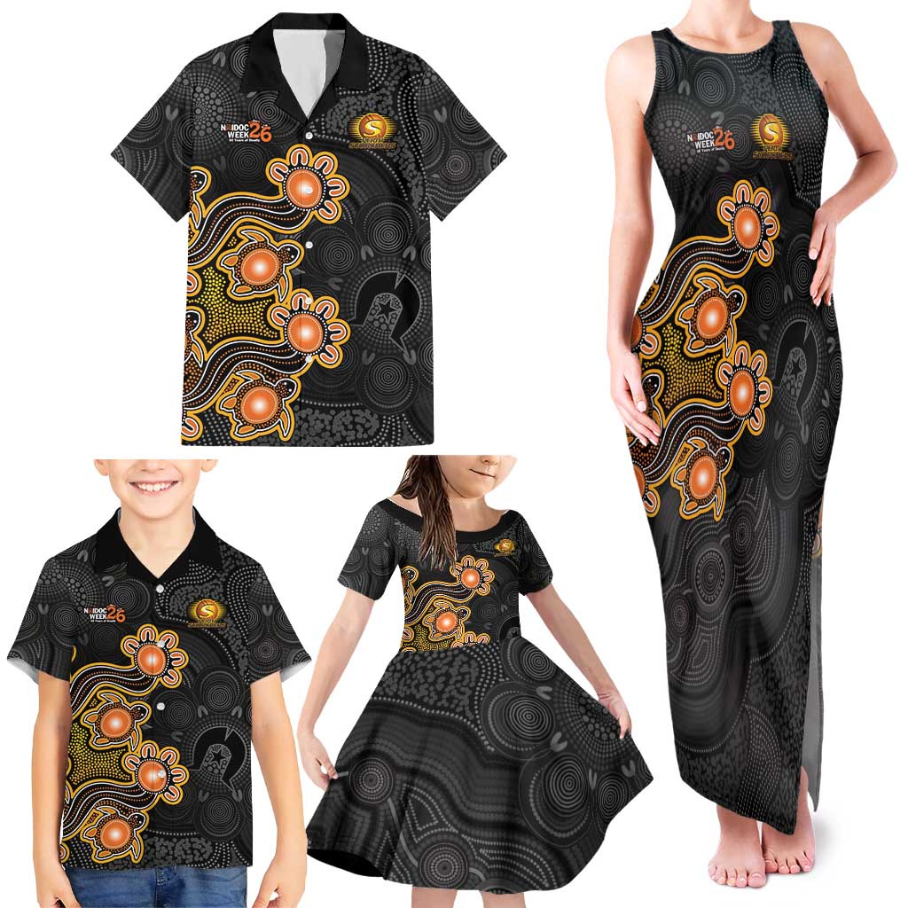 Personalised Perth Scorchers NAIDOC Week 2026 Family Matching Tank Maxi Dress and Hawaiian Shirt Sea Turtles Aboriginal Art