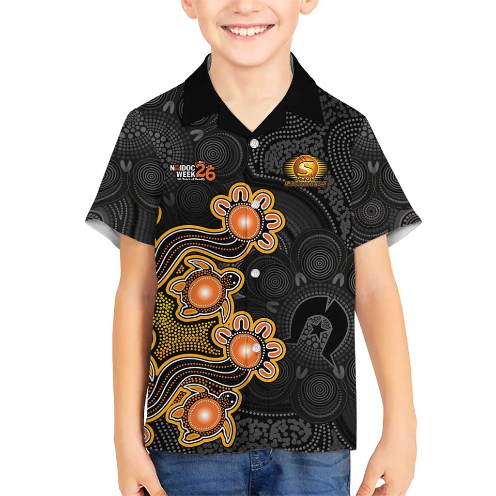 Personalised Perth Scorchers NAIDOC Week 2026 Kid Hawaiian Shirt Sea Turtles Aboriginal Art