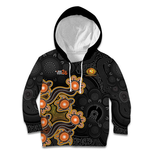 Personalised Perth Scorchers NAIDOC Week 2026 Kid Hoodie Sea Turtles Aboriginal Art