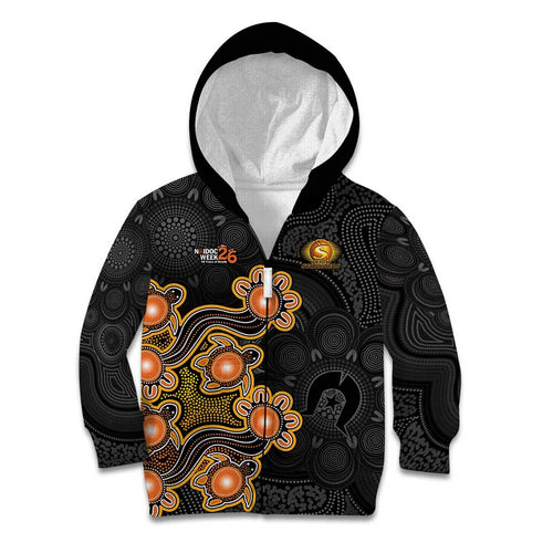 Personalised Perth Scorchers NAIDOC Week 2026 Kid Hoodie Sea Turtles Aboriginal Art